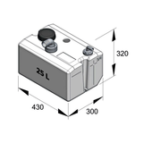 Waste water tank 25 litre with connections
