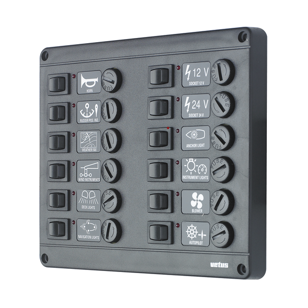 Switch panel with 12 fuses