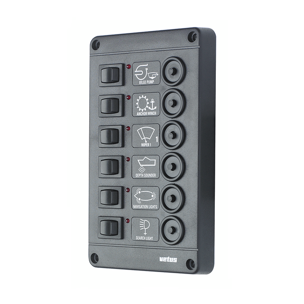 Switch panel with 6 circuit breakers