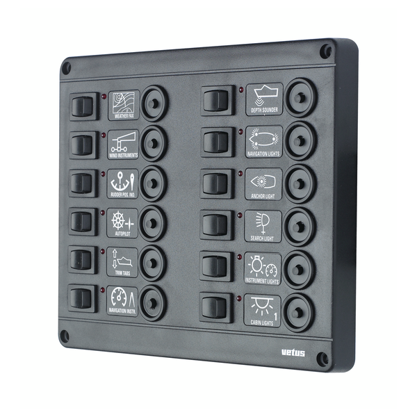 Switch panel with 12 circuit breakers